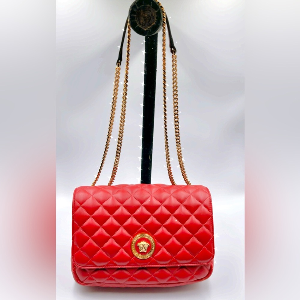 New Versace Red quilted crossbody bag